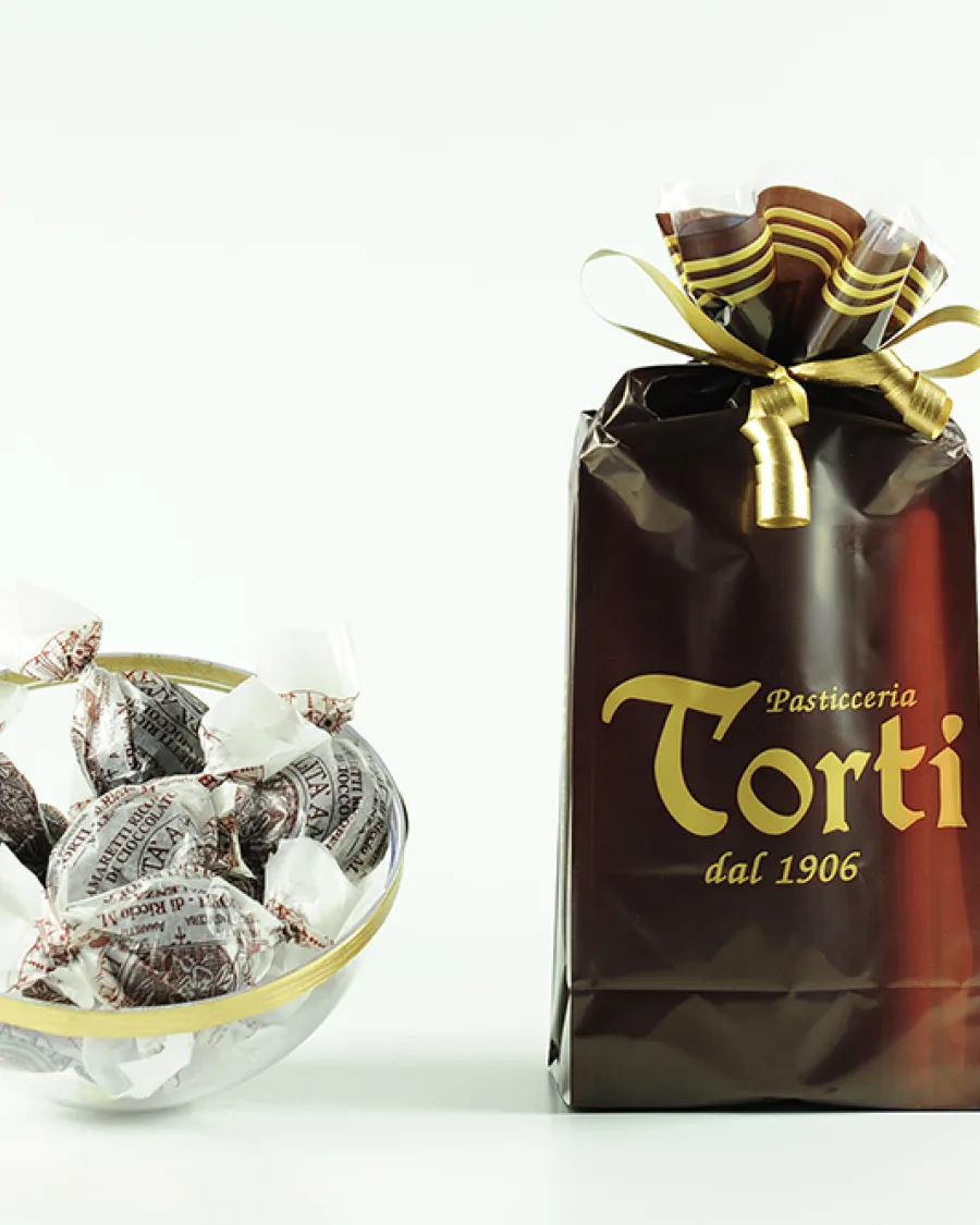 SACCHETTO AMARETTI RICOPERTI DI CIOCCOLATO 300 G.